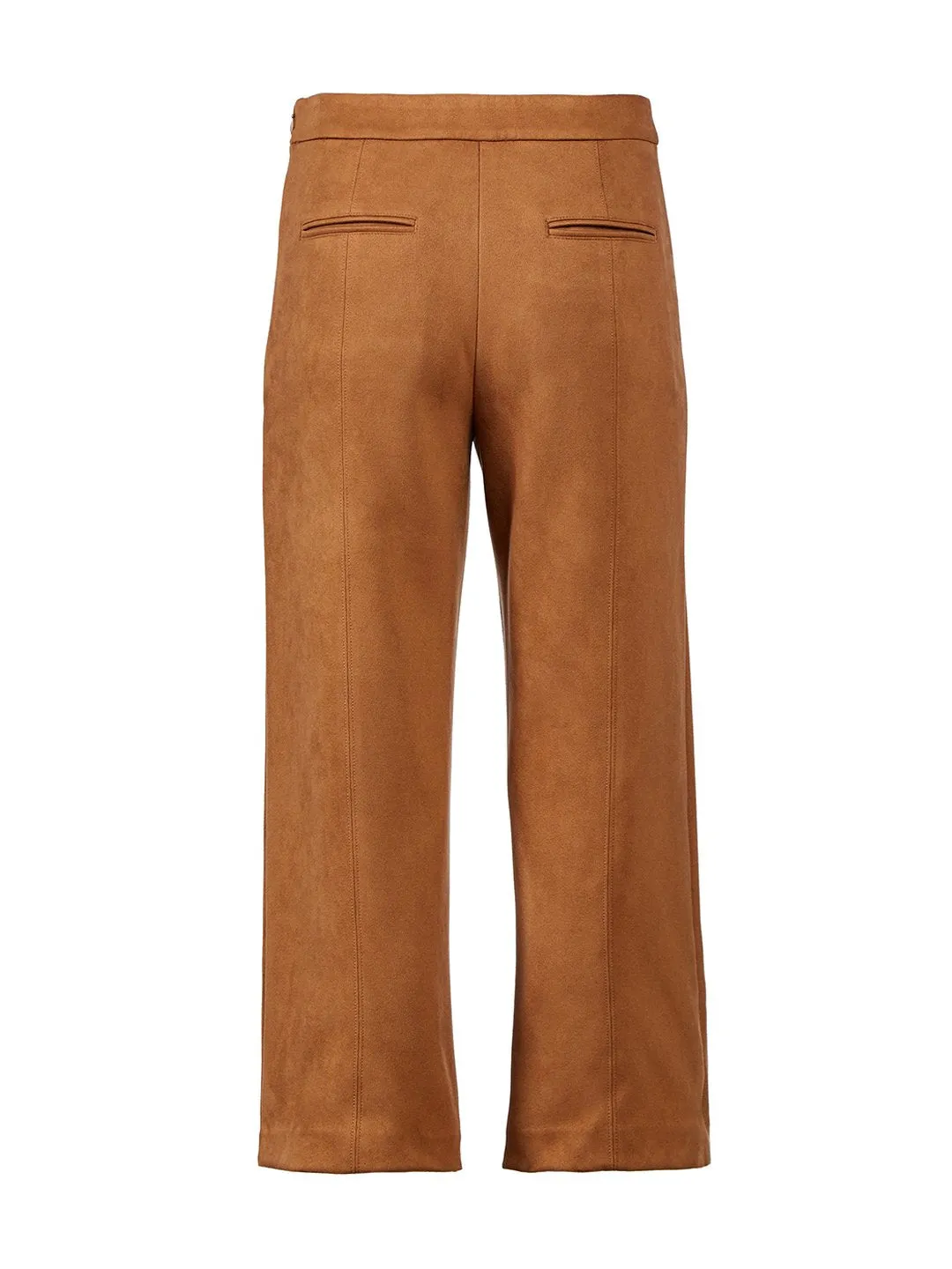 Faux Suede Wide Leg Crop Pants in Warm Caramel