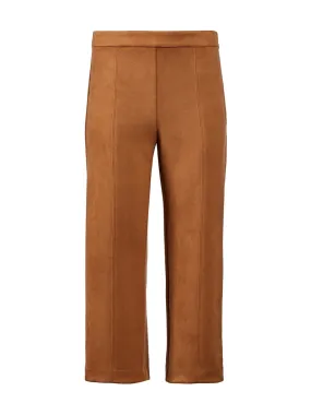 Faux Suede Wide Leg Crop Pants in Warm Caramel
