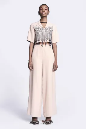 Flared Pants of (Abstract Roses Cropped Shirt)