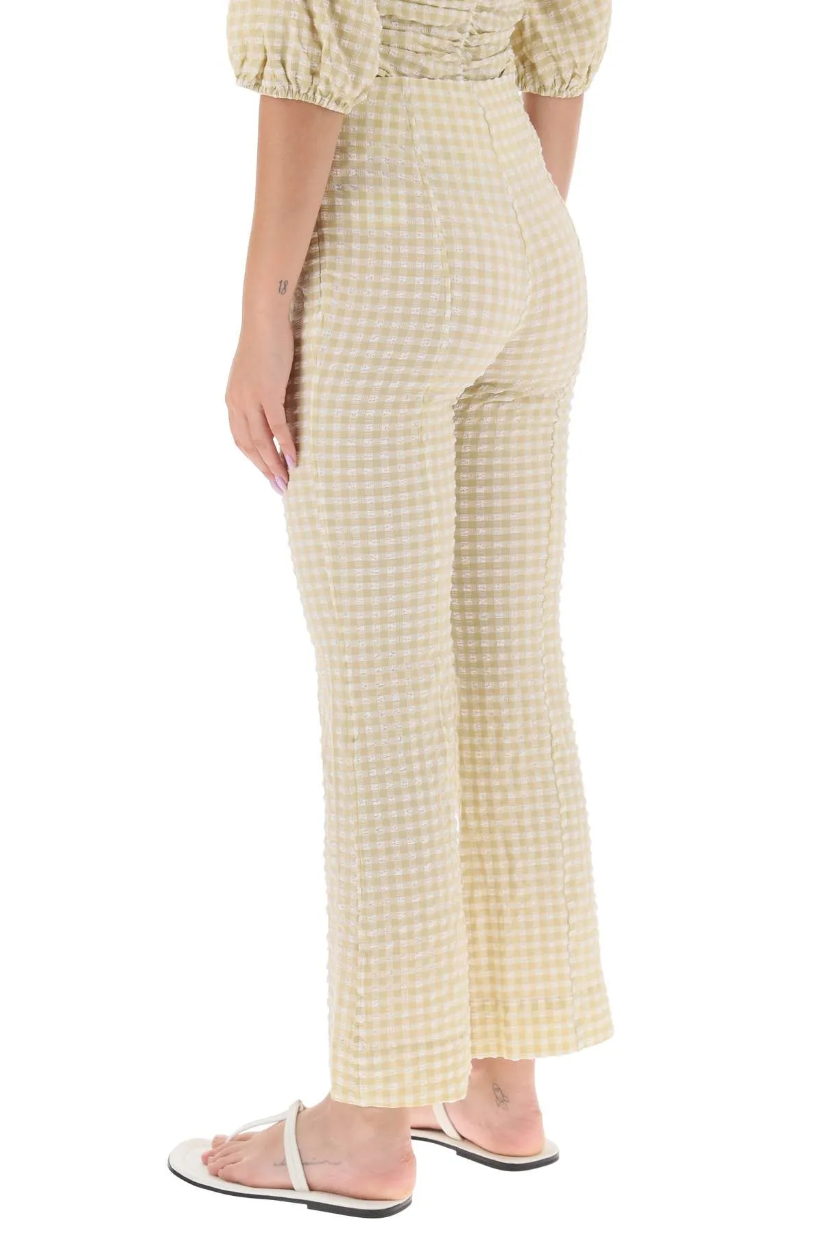 flared pants with gingham motif