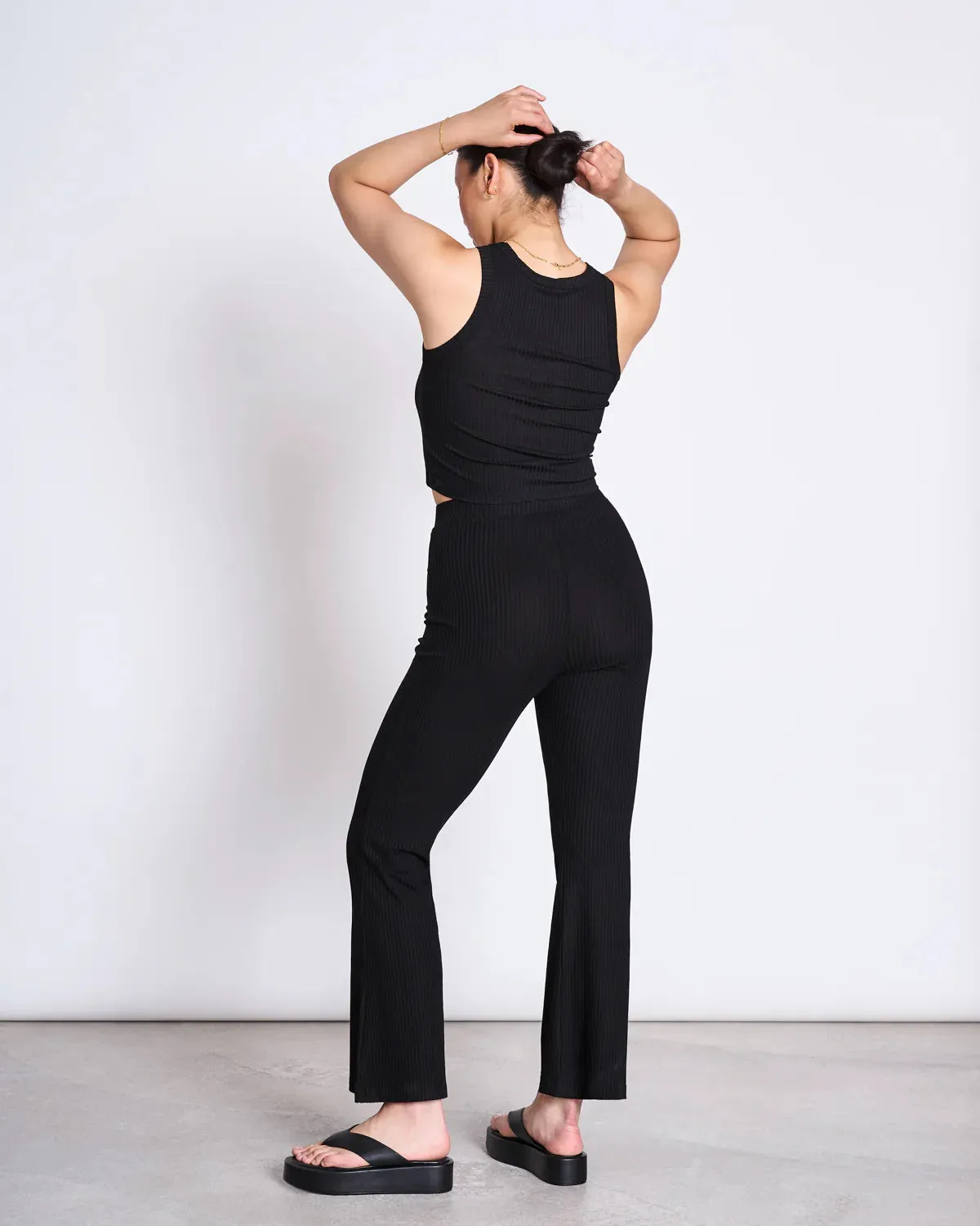 flared tencel pants - cove - black