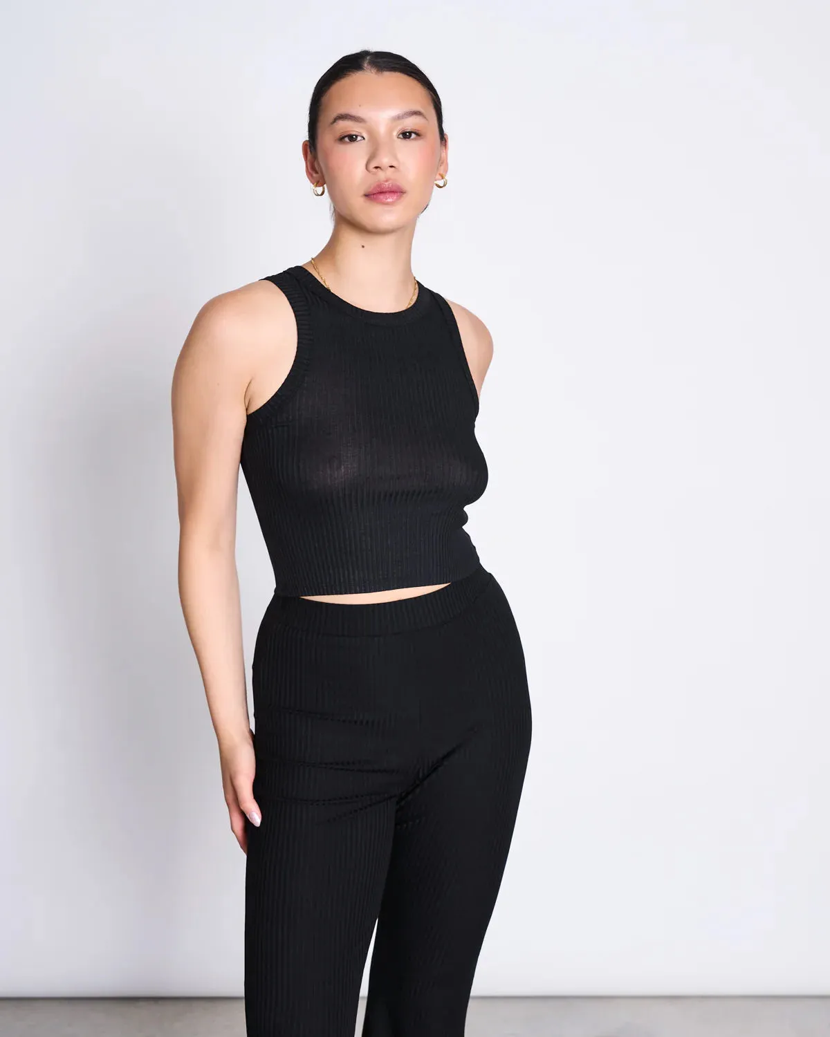 flared tencel pants - cove - black