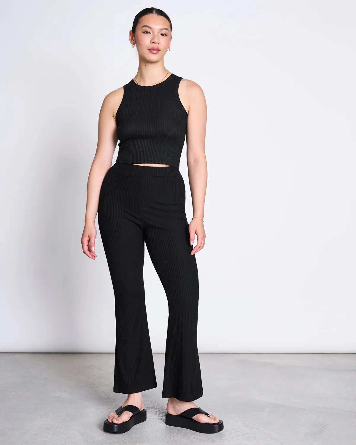 flared tencel pants - cove - black