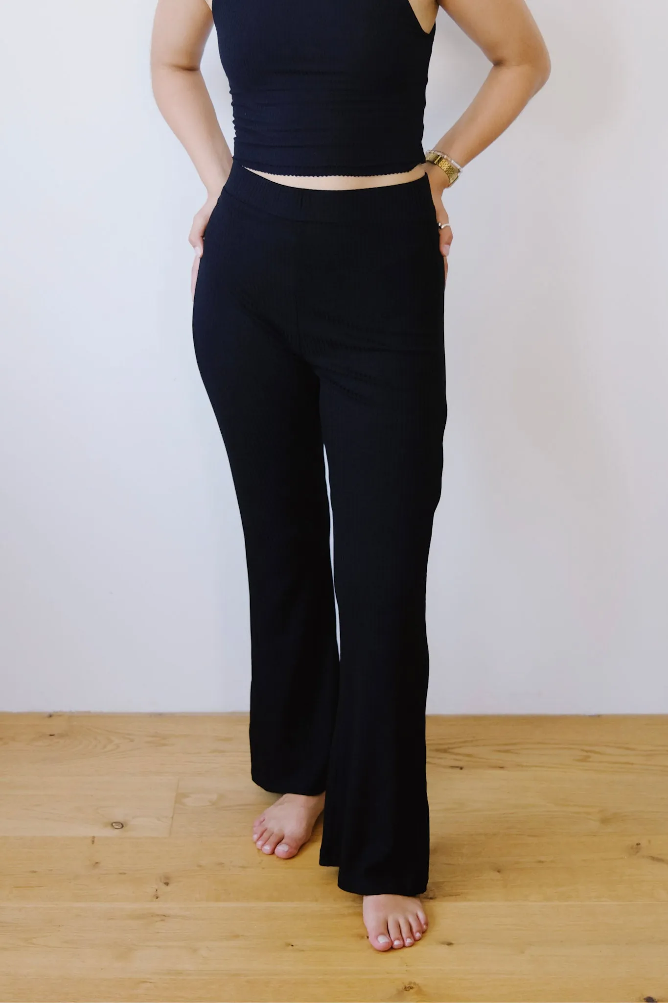 flared tencel pants - cove - black