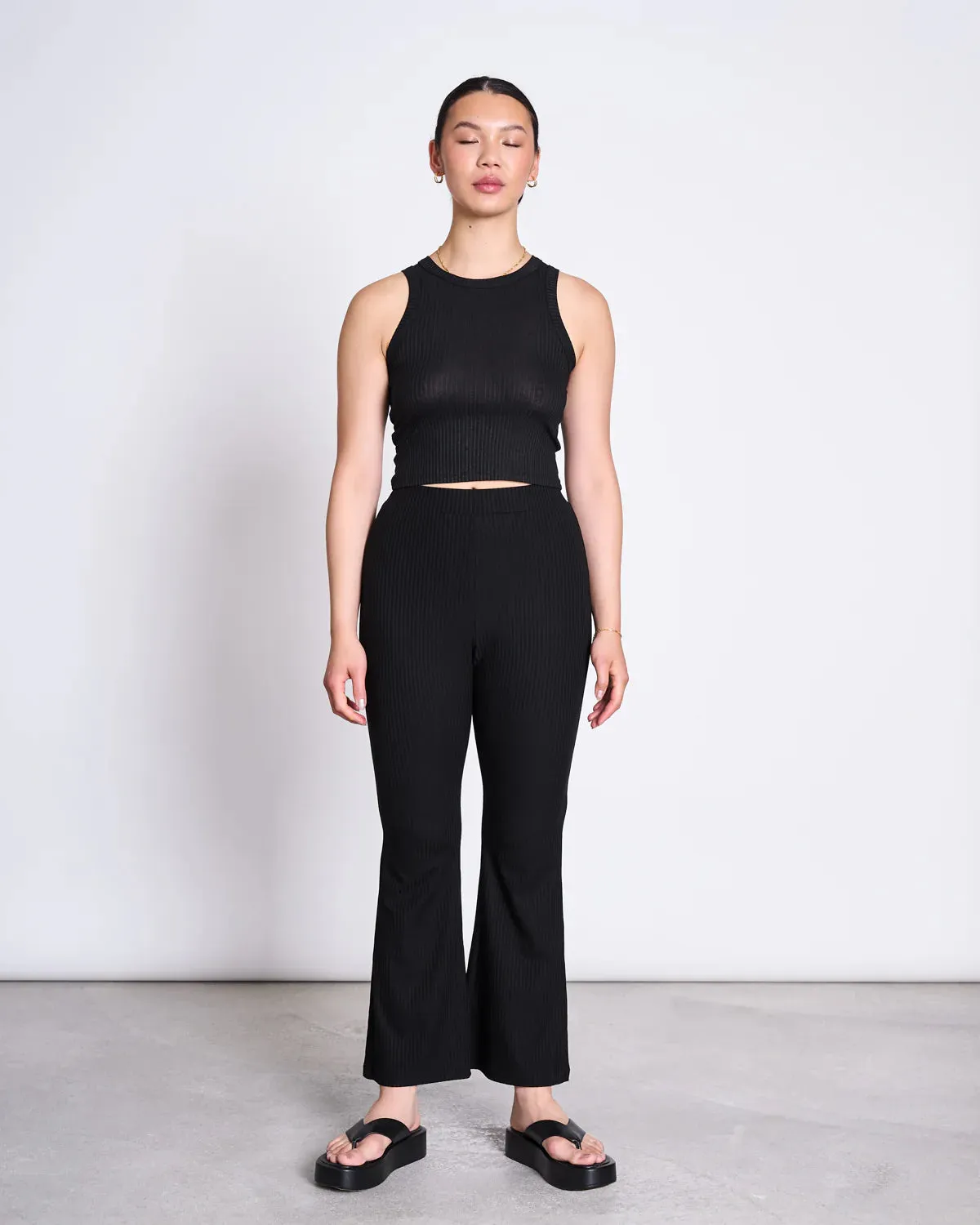flared tencel pants - cove - black