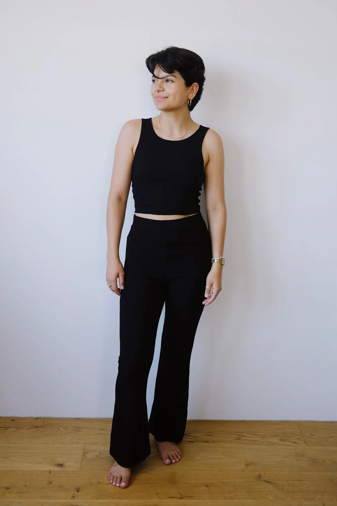 flared tencel pants - cove - black