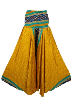 Flowy Gold Yellow Divided Skirt Pants: Handmade, Flared and Perfect for the Beach