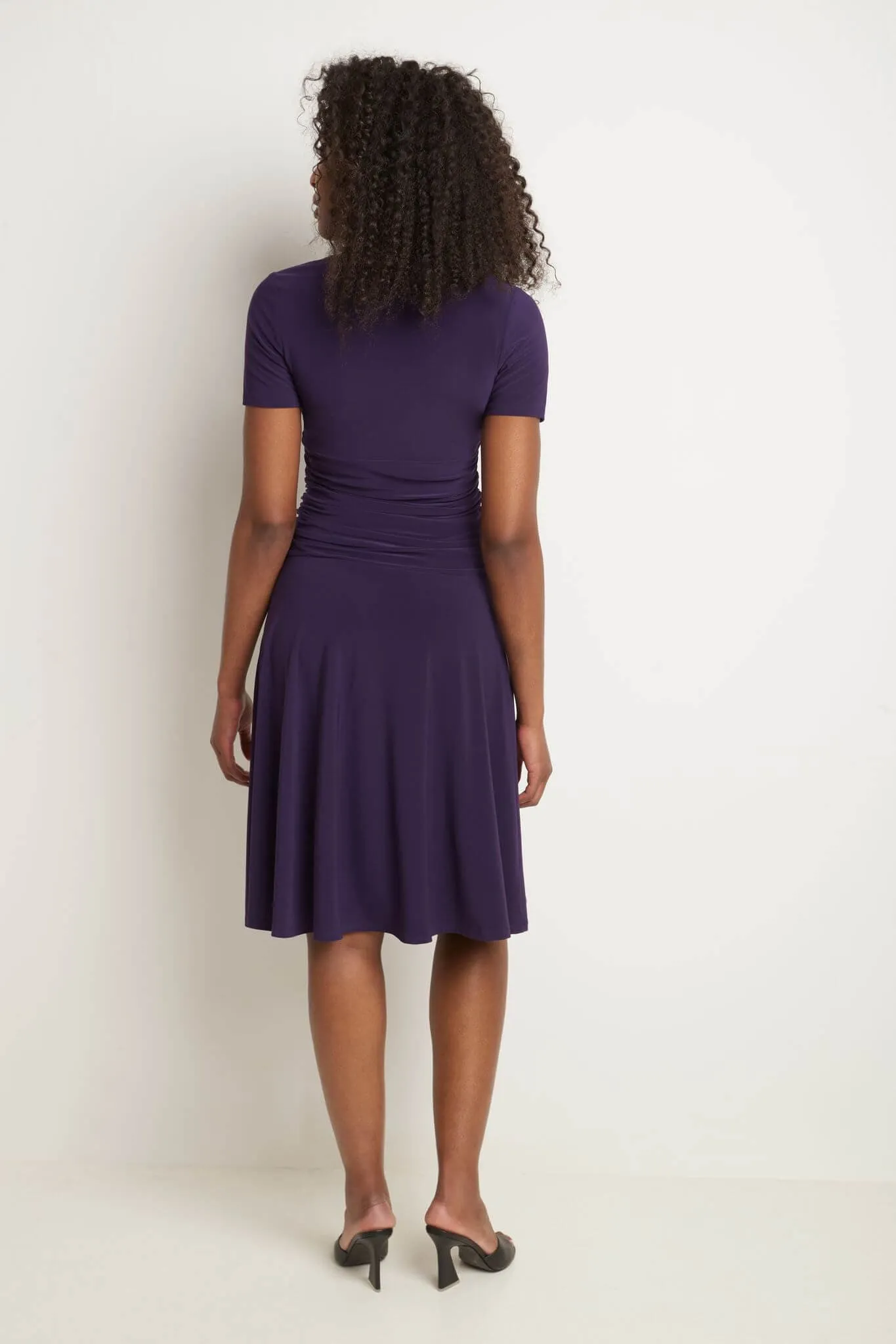 Form-fitting Short Sleeve Dress with Ruching