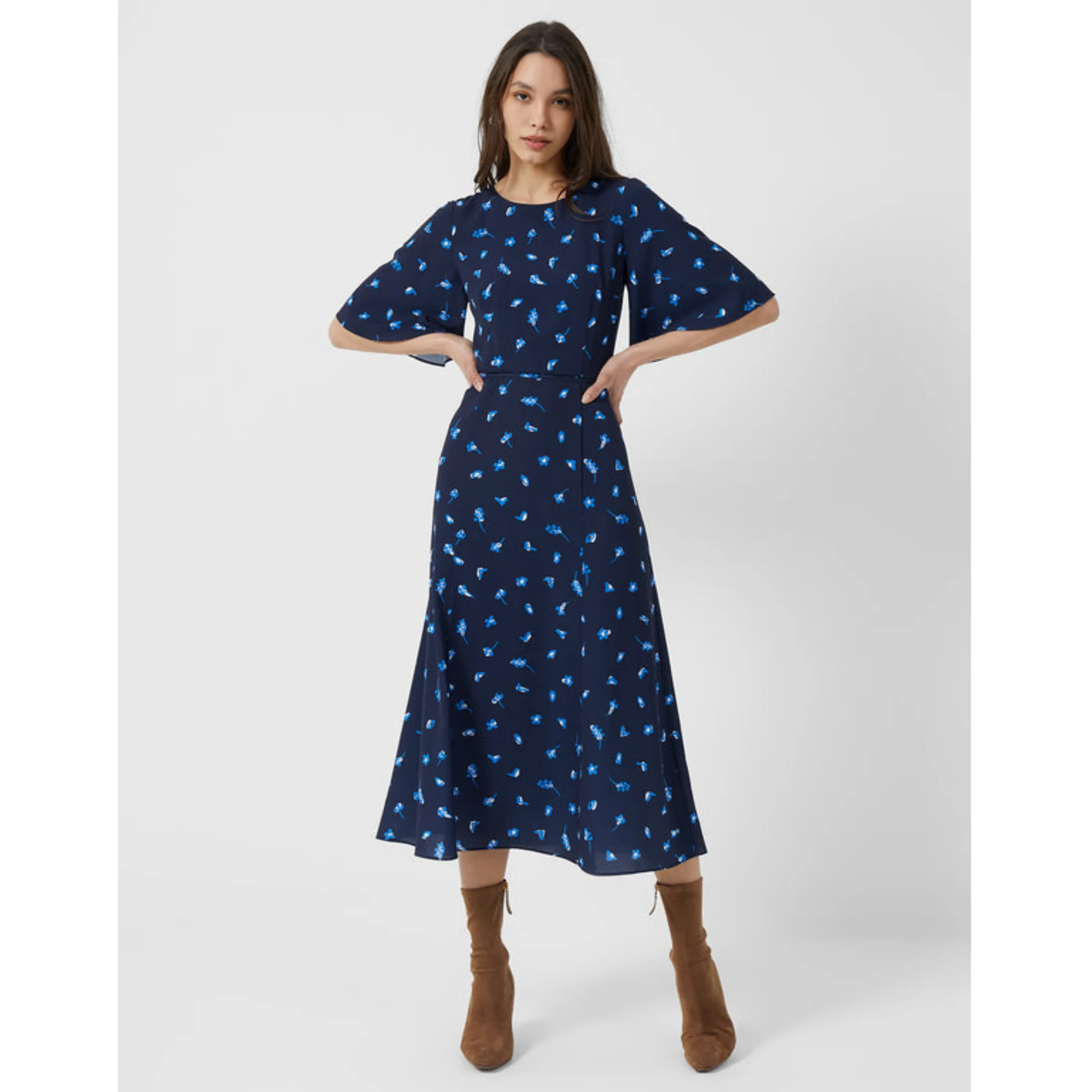 French Connection BHELLE VERONA CREPE MIDI DRESS 71TGC