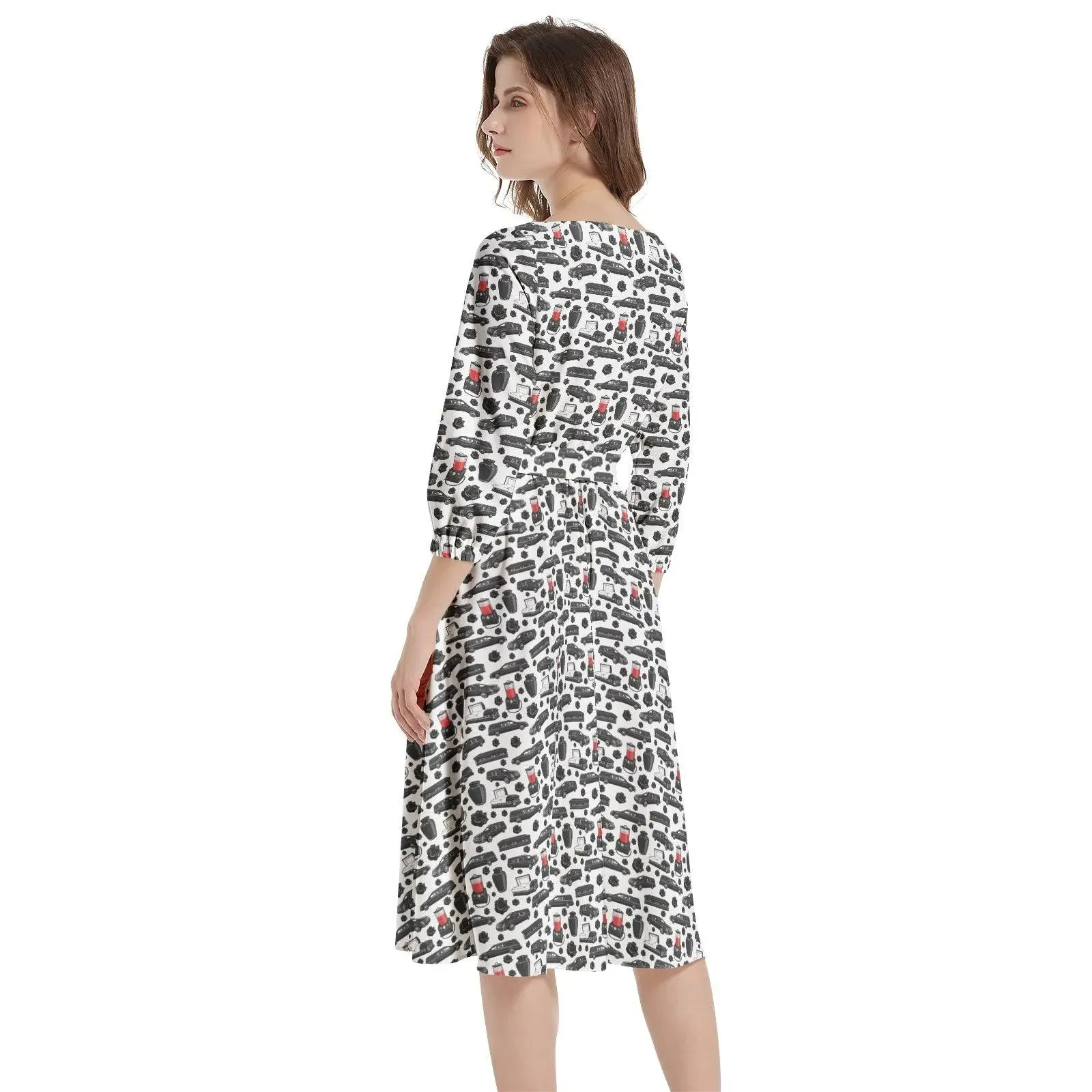 FUNeral Blackout - Boat Neck Belted Flared Dress