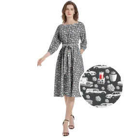 FUNeral Whiteout - Boat Neck Belted Flared Dress