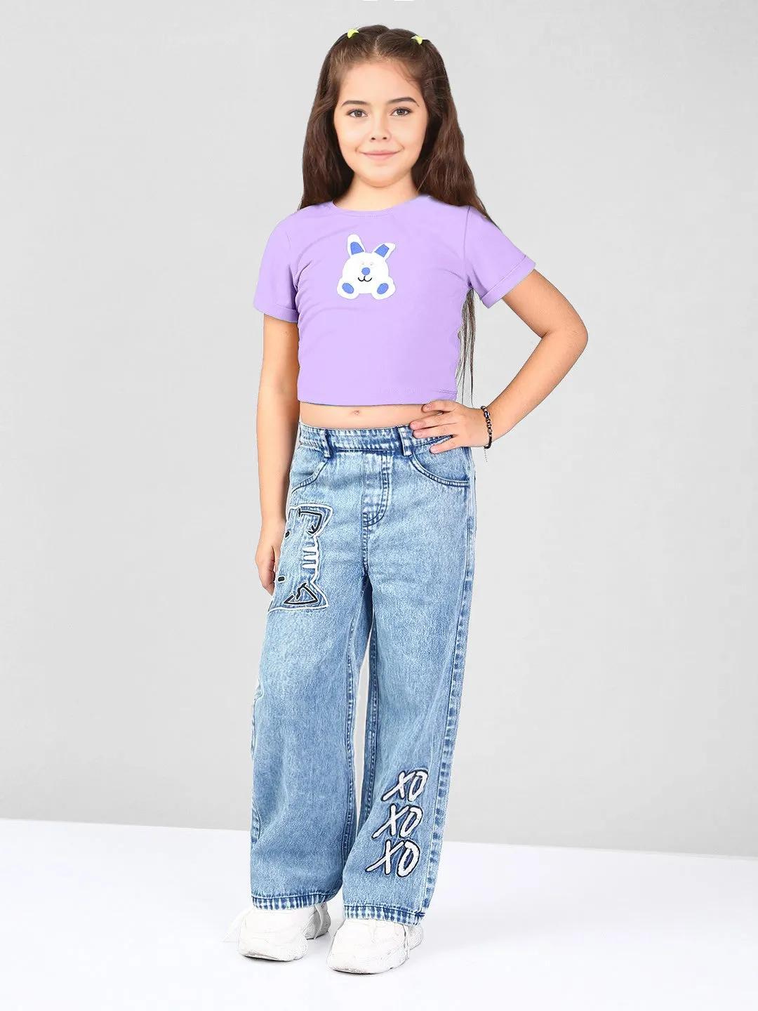Girls Denim Embroidered Jeans