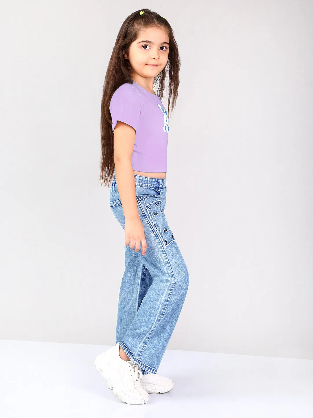 Girls Denim Embroidered Jeans