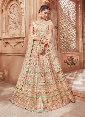 Golden With Multicoloured Traditional Lehenga Choli Set