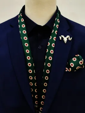 GREEN & GOLD REVERSIBLE SILK MEN SCARVES SET