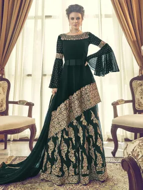 Green Embellished Indo-Western Style Gharara Suit