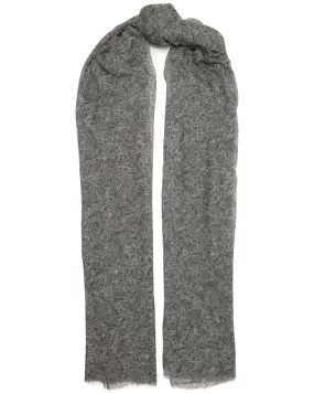Grey Paisley Print Cashmere Scarf