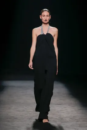 Halter Neck Flared Jumpsuit