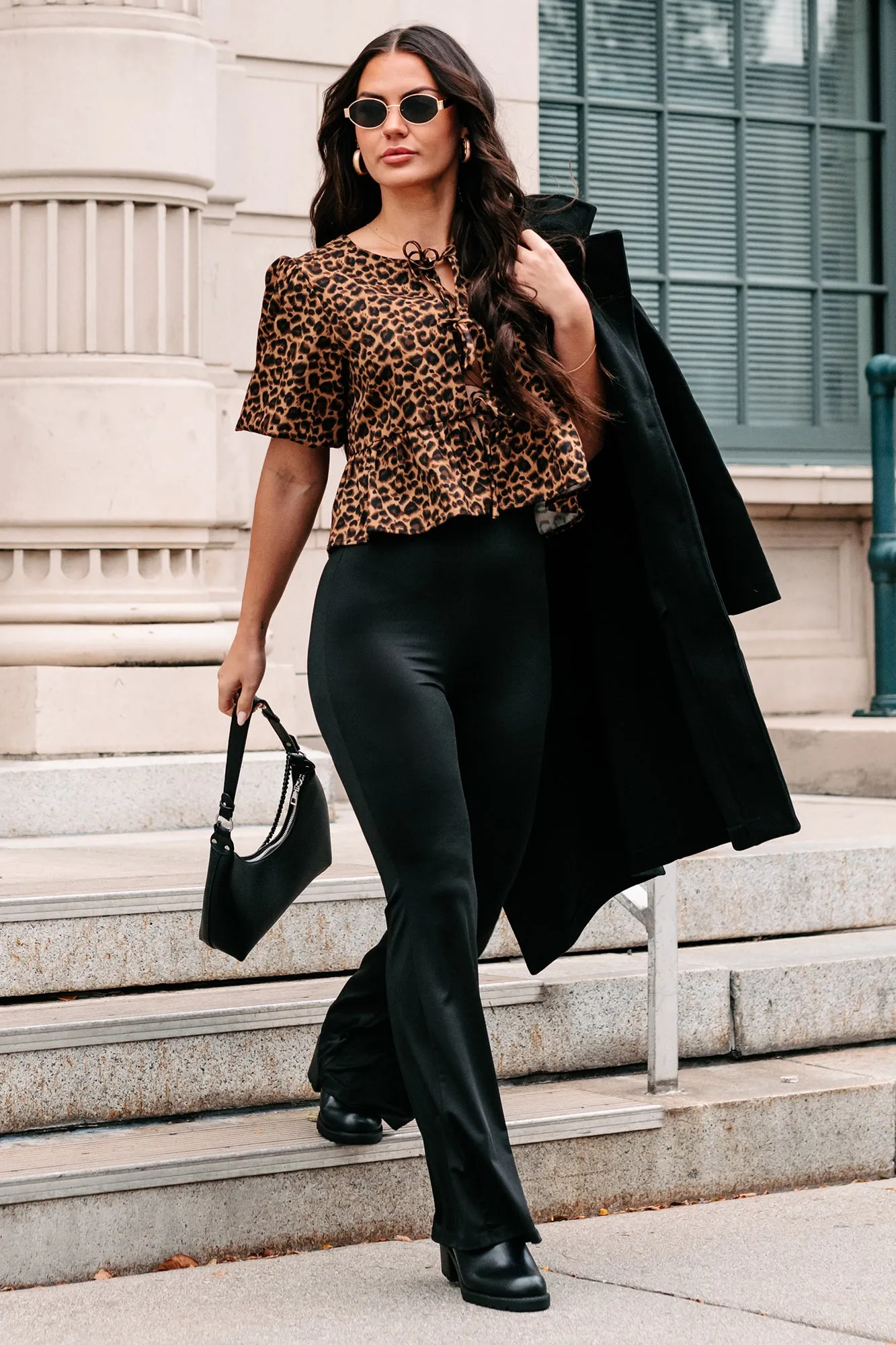 Indecisive Mood Elastic Waist Flare Pants (Black)