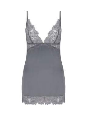 Isabella Grey Lace Slip Dress