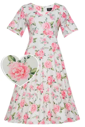 Janice Summer Pink Rose Tea Dress