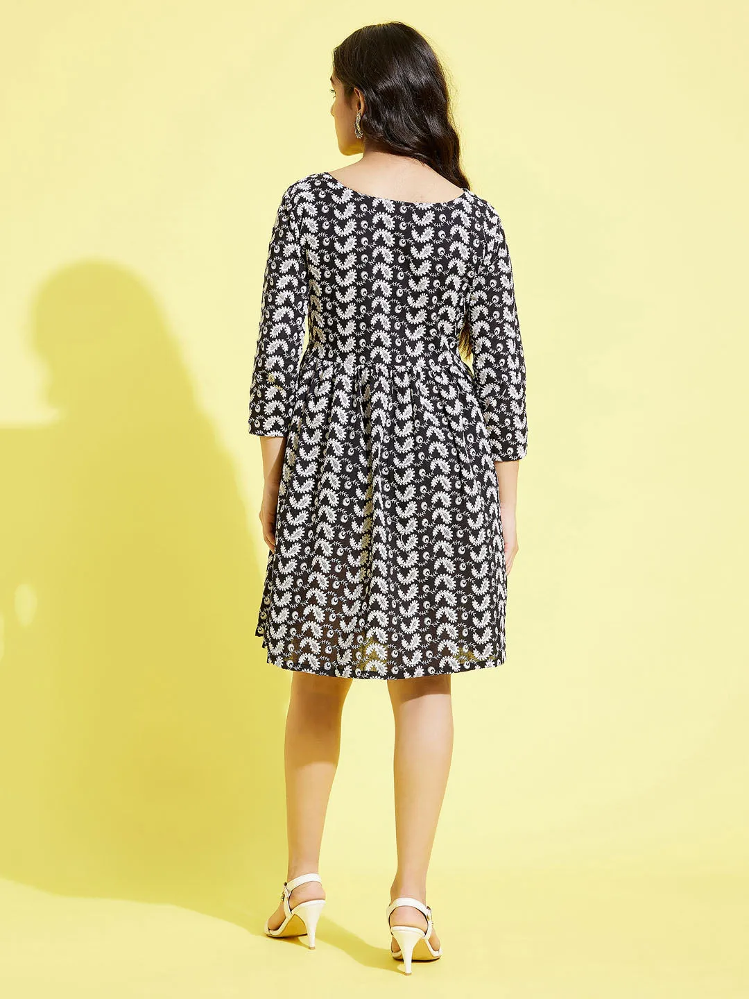 Jashvi Girls Black Pure Cotton Chikankari kurta