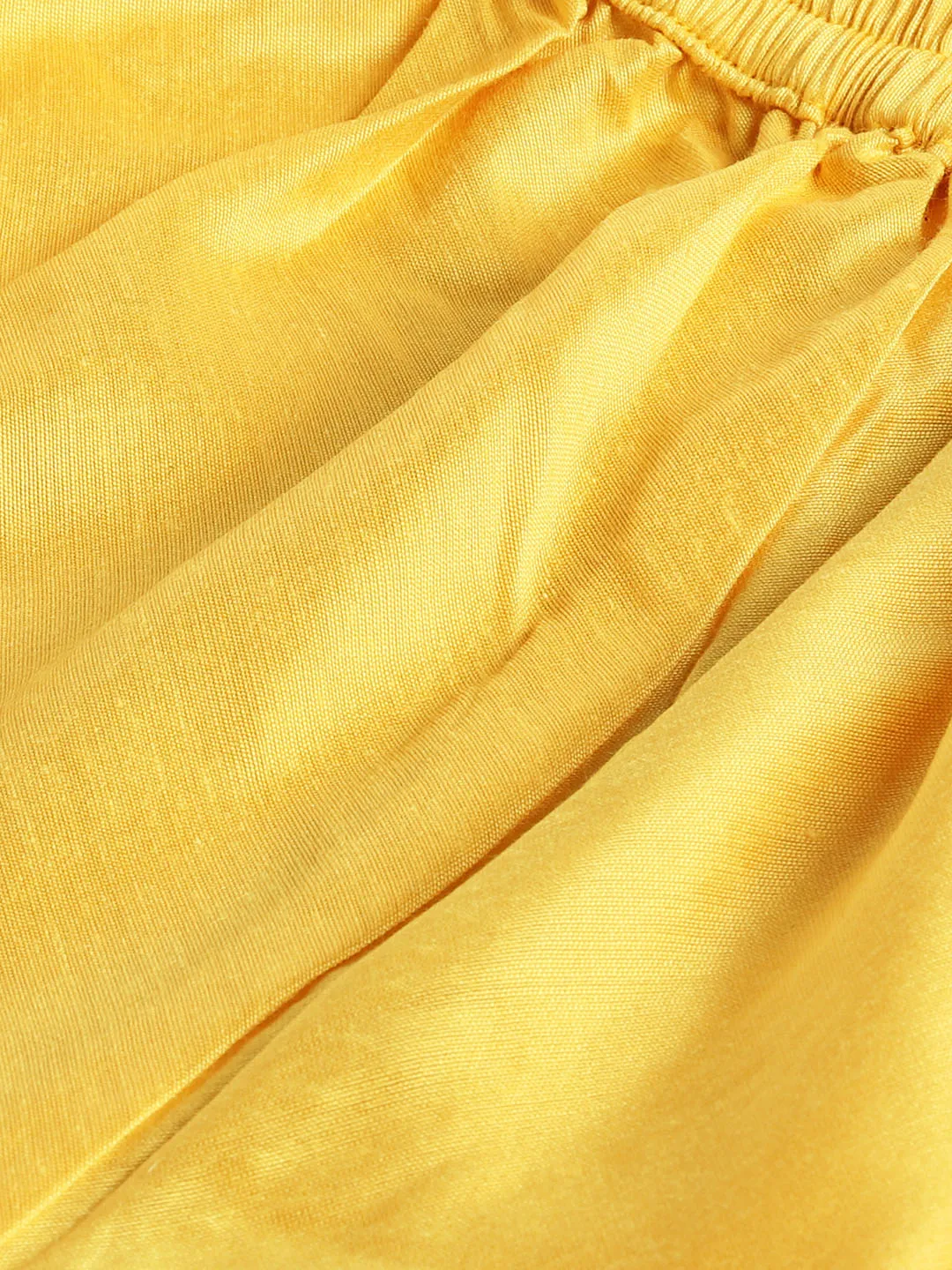 Jashvi SISHU Girl's Yellow Mirror Kurta Pyjama Set