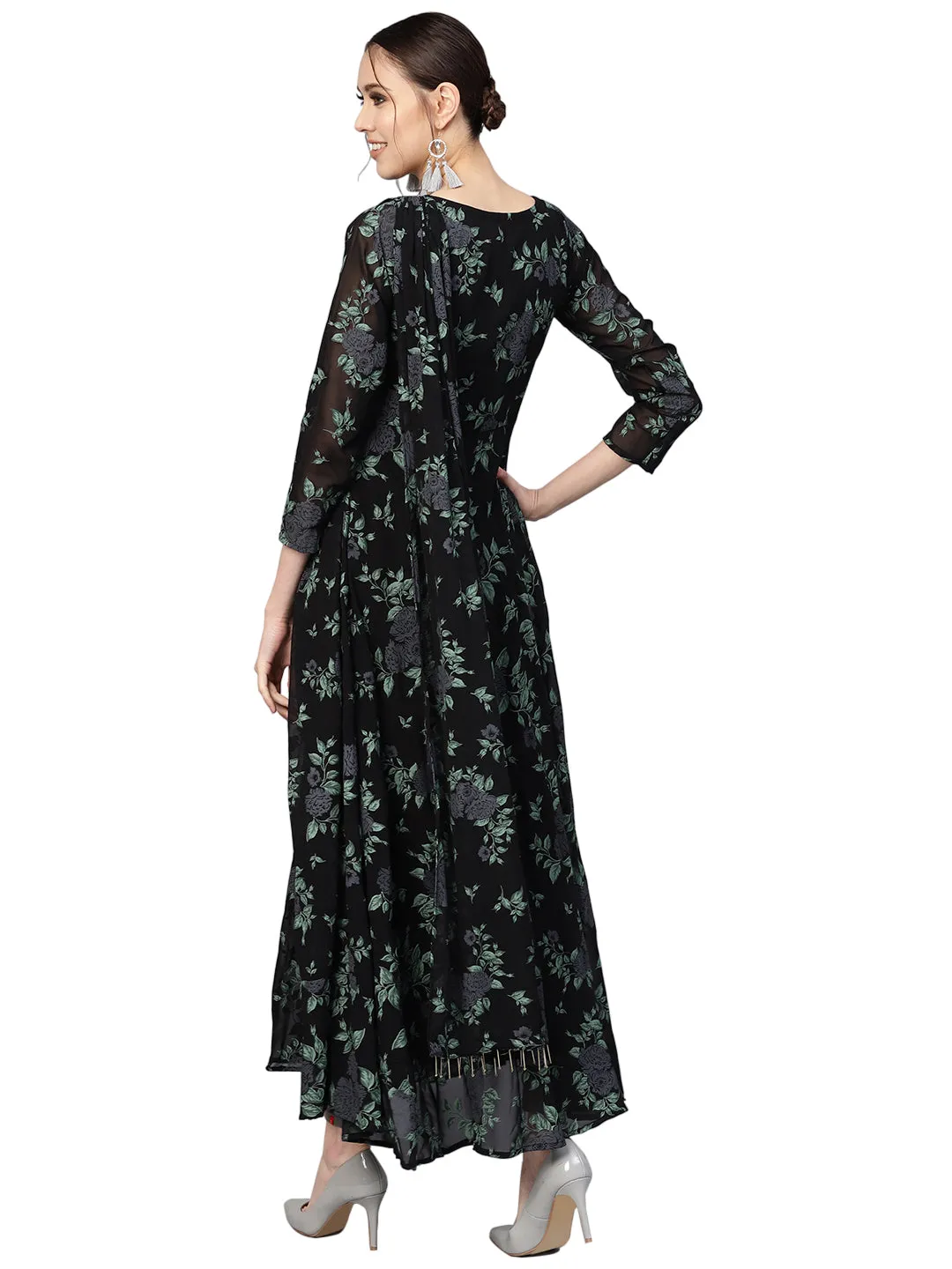 Jashvi Women's Flared Georgette Kurta