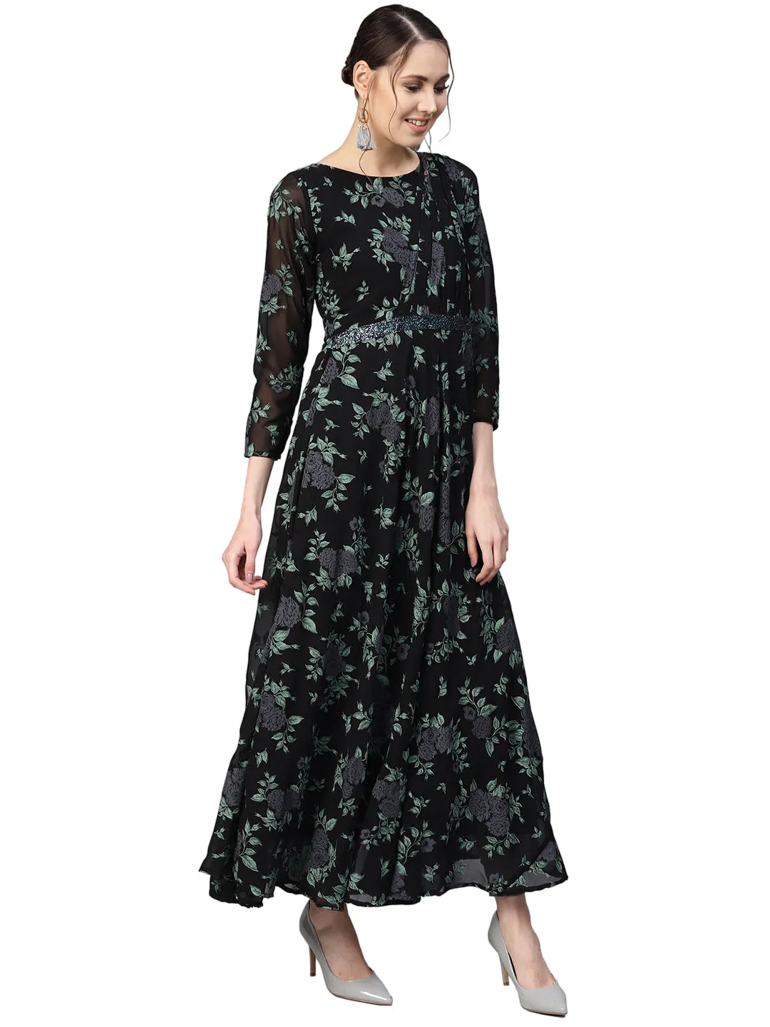 Jashvi Women's Flared Georgette Kurta