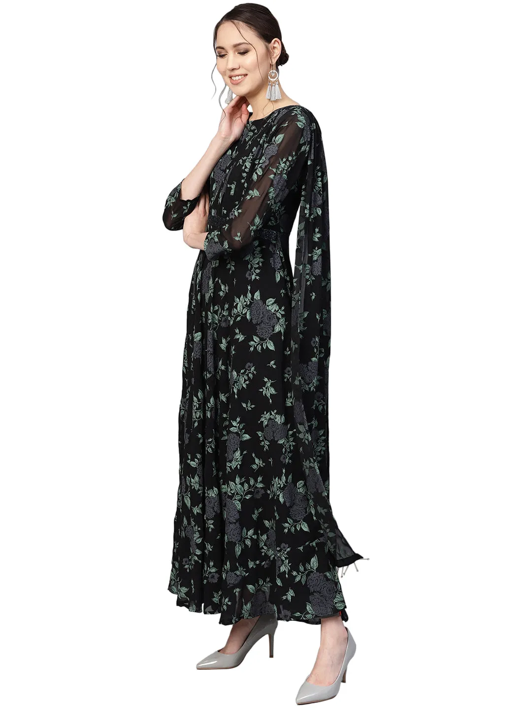 Jashvi Women's Flared Georgette Kurta