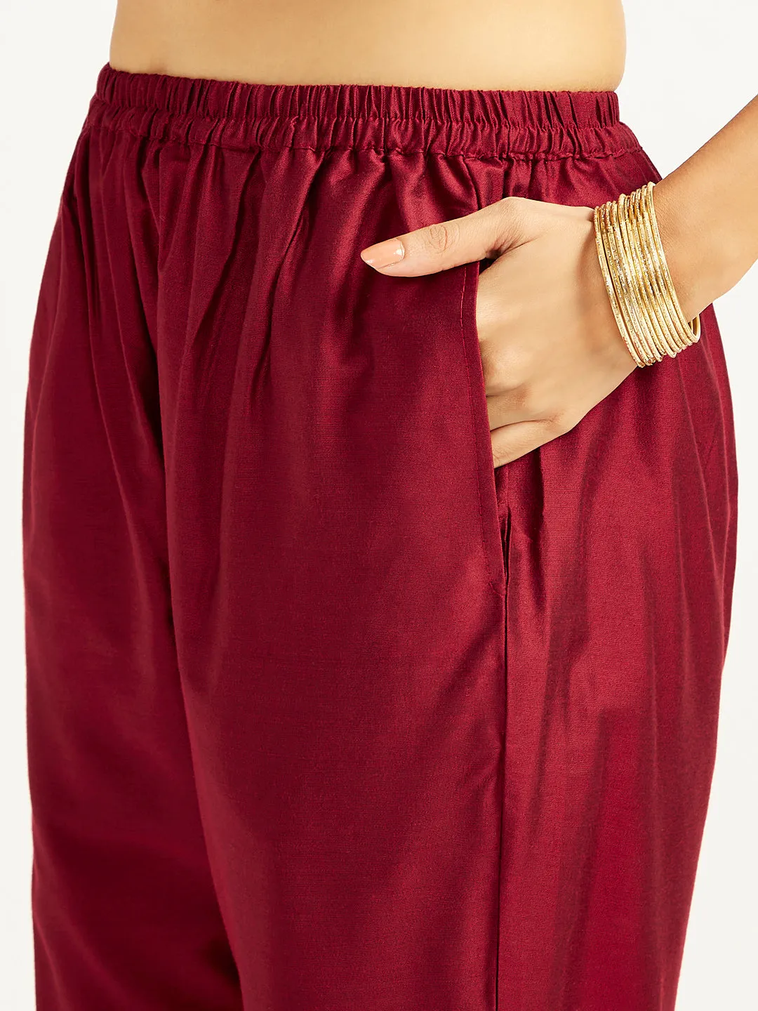 Jashvi Women's Maroon Anarkali Set