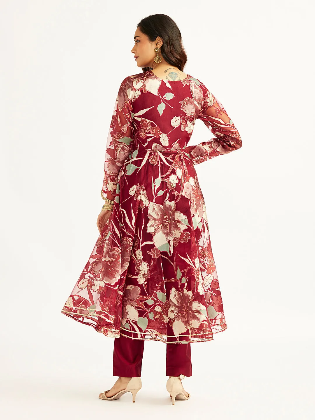 Jashvi Women's Maroon Anarkali Set
