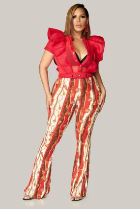 Jelena Baroque Print Flared Pants