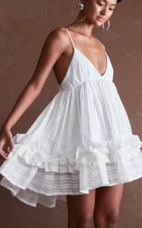 KENYA DRESS - WHITE LACE STRIPES