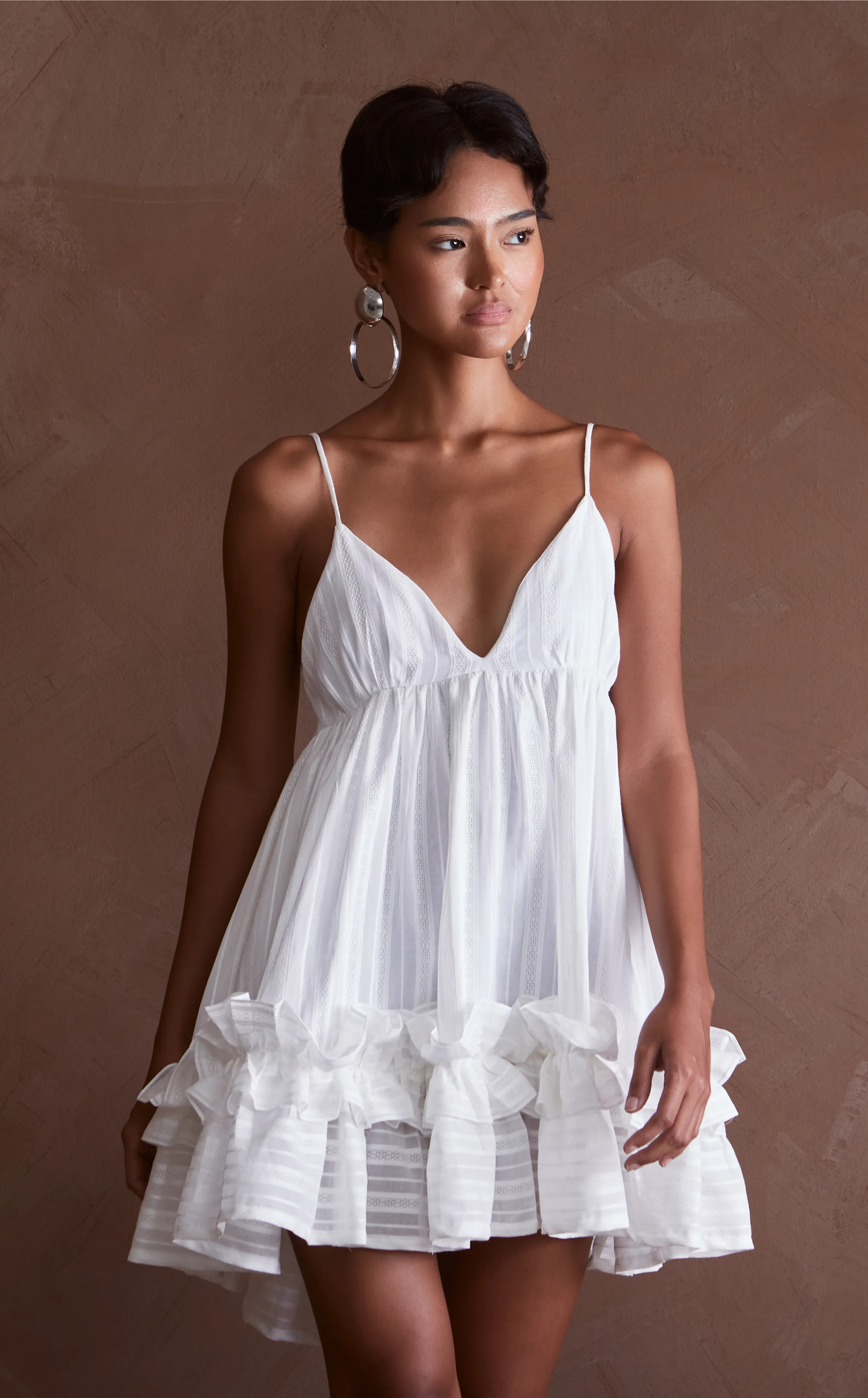 KENYA DRESS - WHITE LACE STRIPES