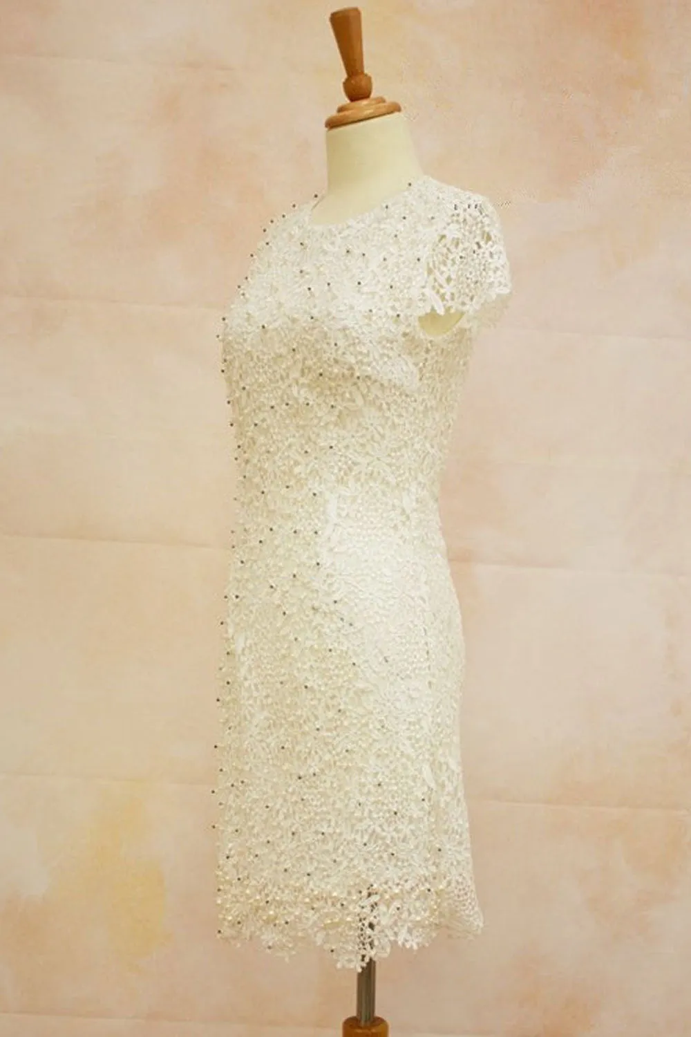 Ketty More Women's Stereo Flower Embroided Short Sleeves Wedding Dress-KMWD240