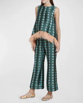 La Doublej La Scala Feather Trimmed Top & Hendrix Pants Size 8