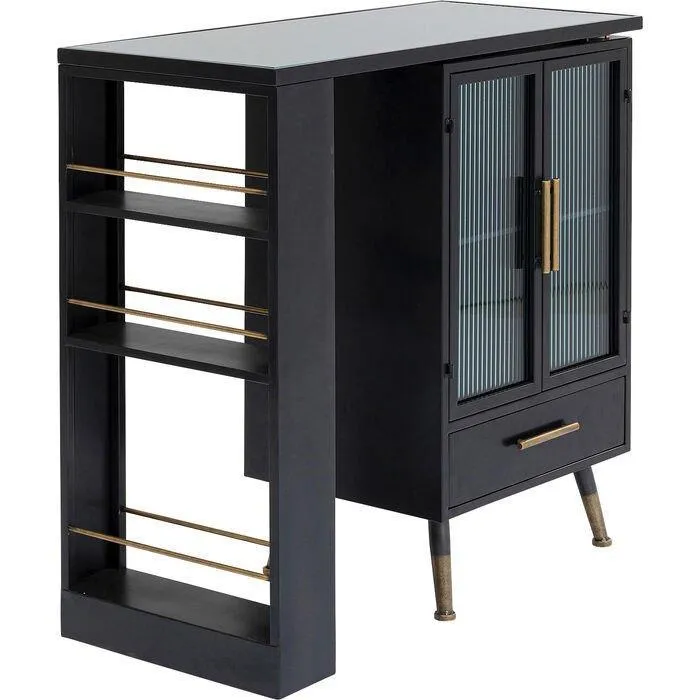 La Gomera Black Metal/Glass Bar Cabinet