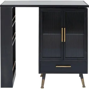 La Gomera Black Metal/Glass Bar Cabinet