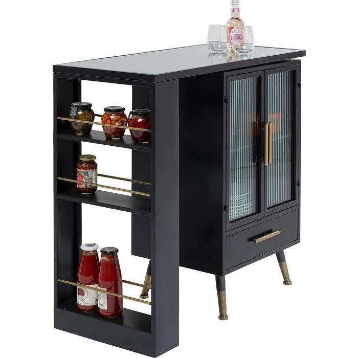 La Gomera Black Metal/Glass Bar Cabinet