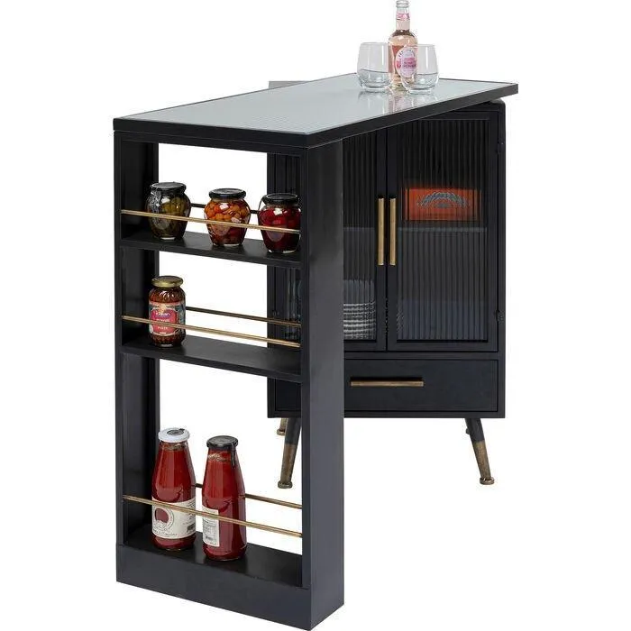 La Gomera Black Metal/Glass Bar Cabinet