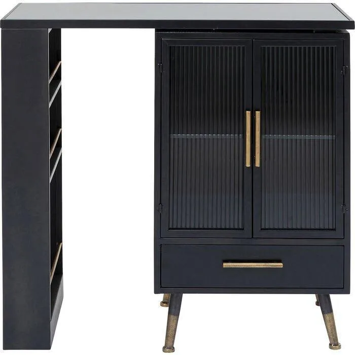 La Gomera Black Metal/Glass Bar Cabinet