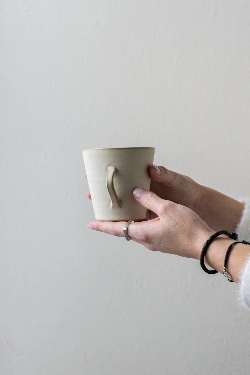 Large Flared Mug with Handle | Feather Grey | by Borja Moronta