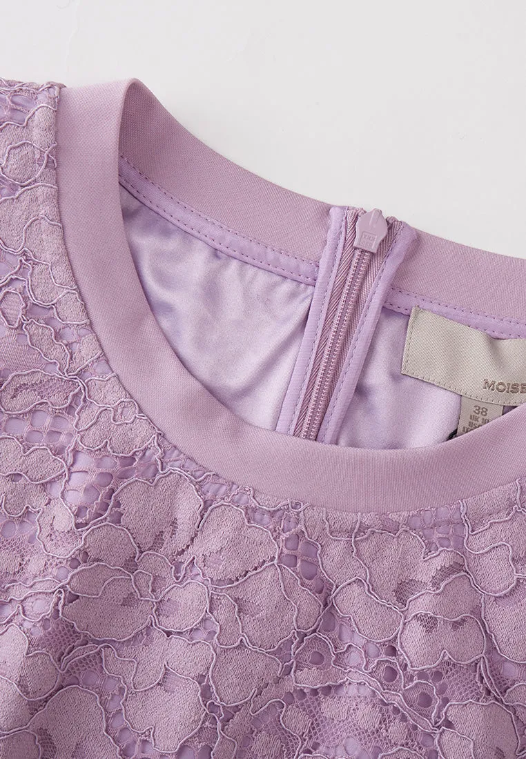 Lavender Lace Flared Cocktail Dress