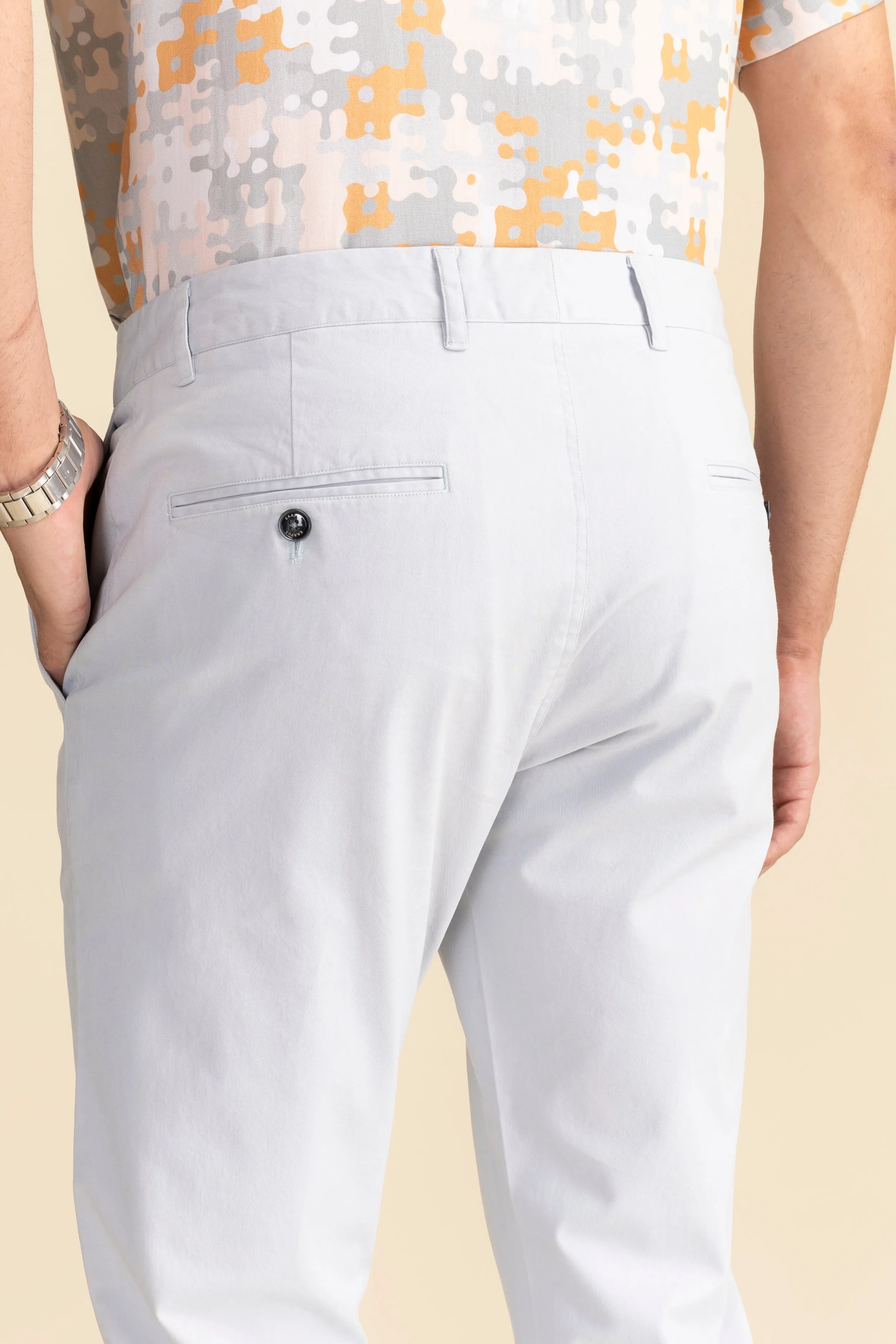 Light Grey Cotton Stretch Chinos