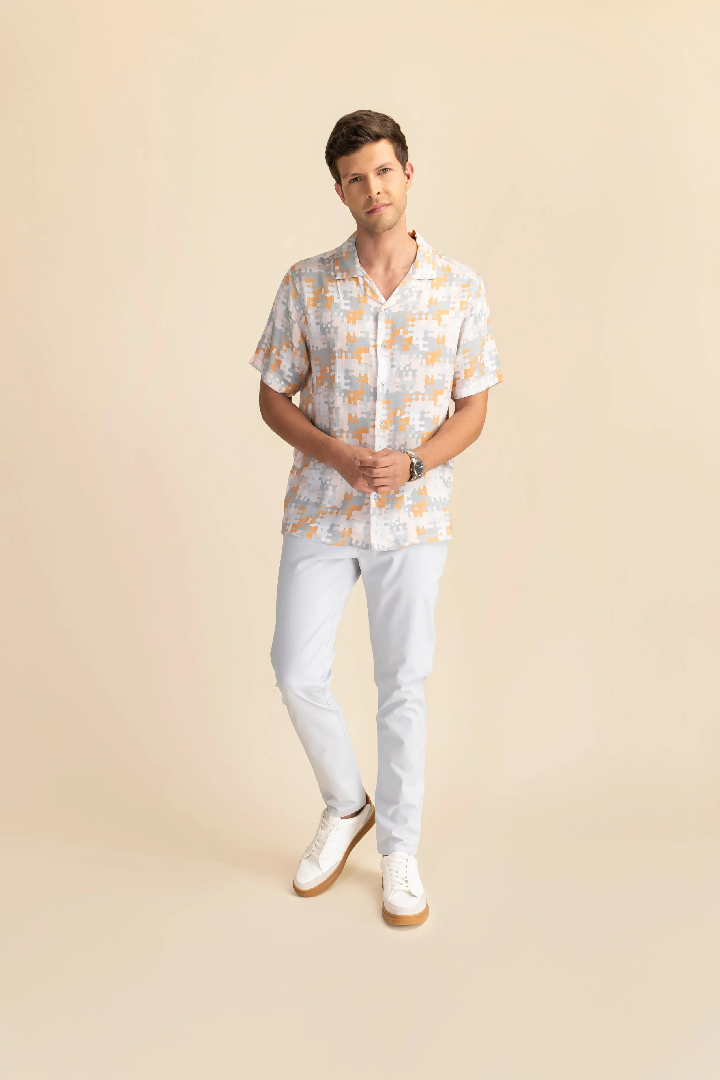 Light Grey Cotton Stretch Chinos