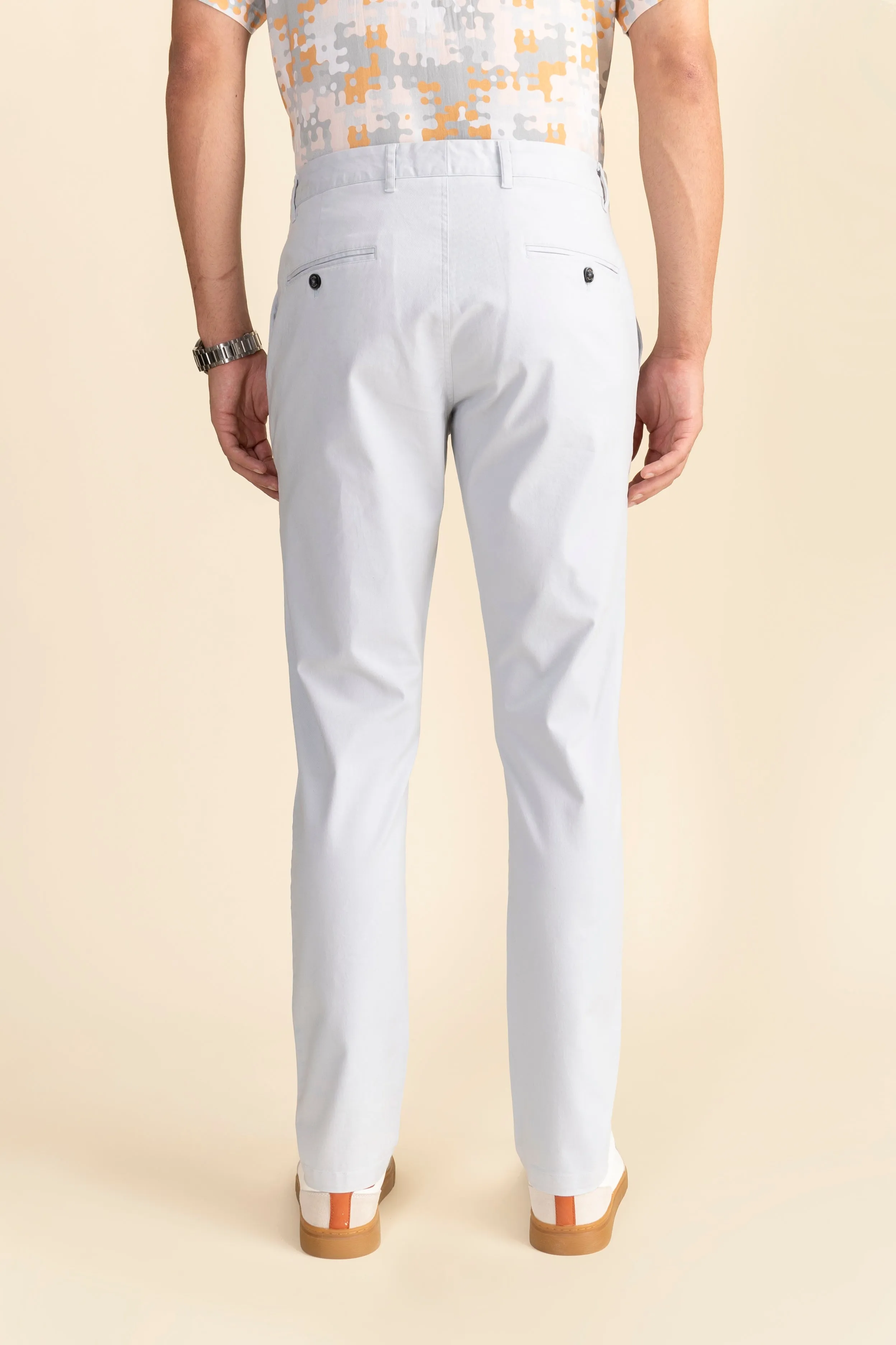 Light Grey Cotton Stretch Chinos