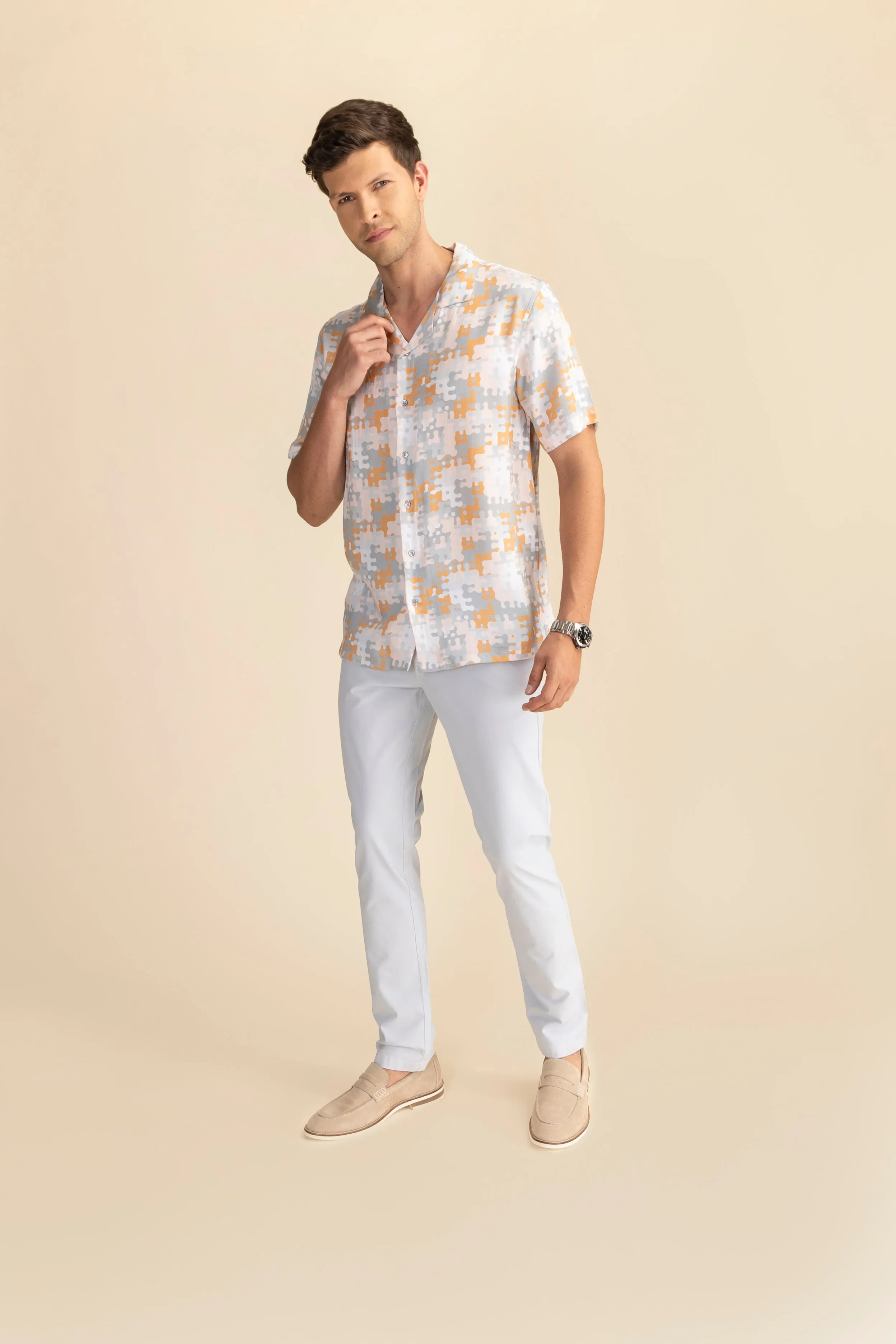 Light Grey Cotton Stretch Chinos