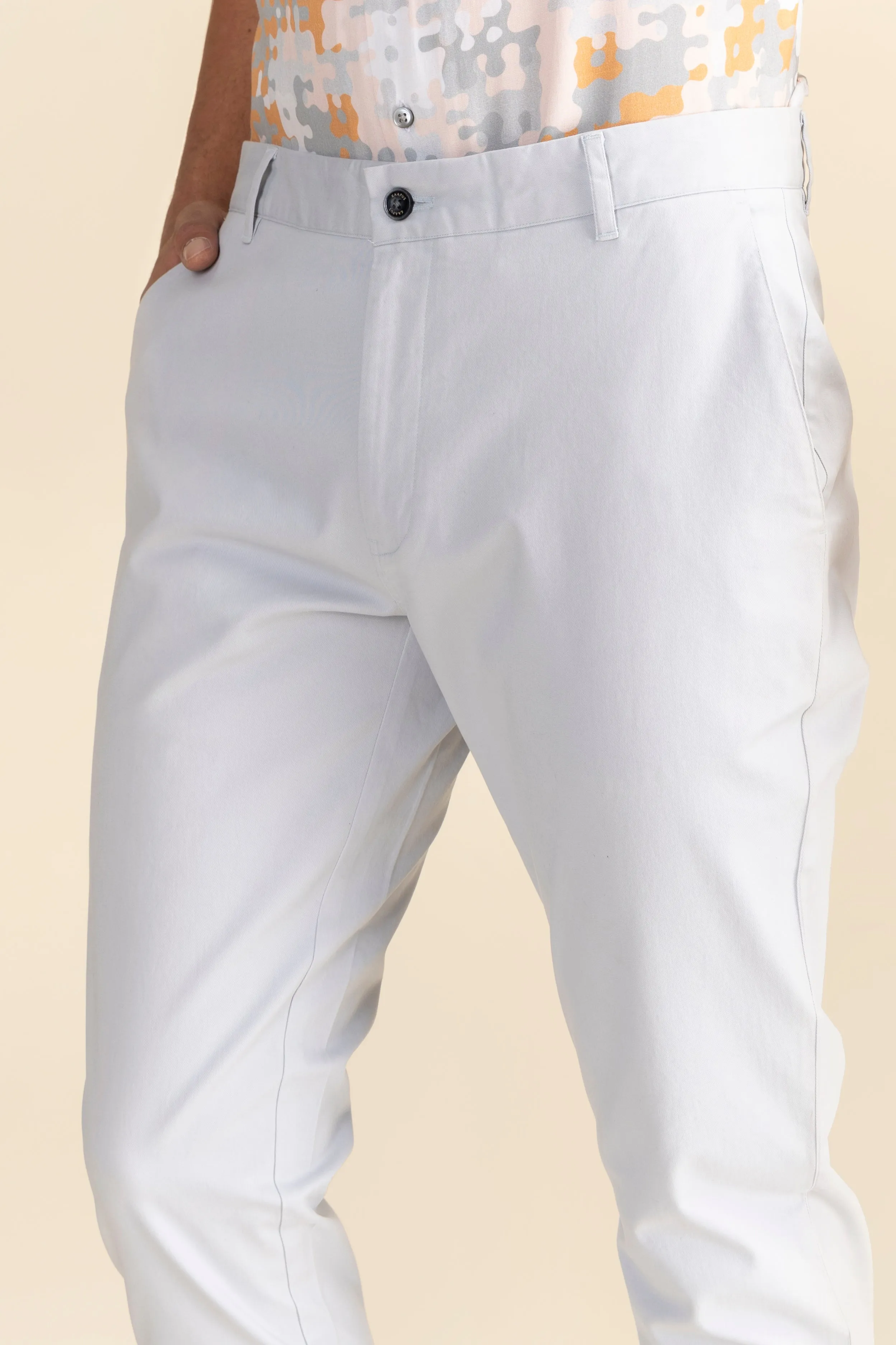 Light Grey Cotton Stretch Chinos