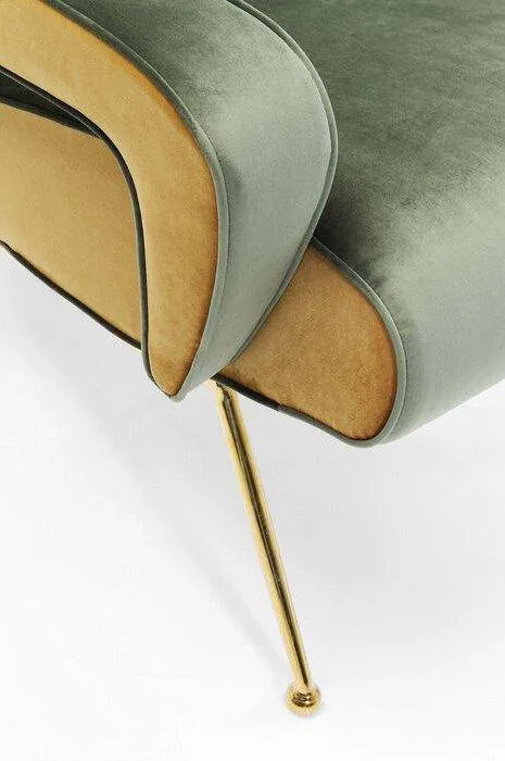 Luna Green/Yellow Velvet Retro High Armchair